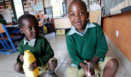 Boy washing hands